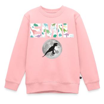 EMIL - Beau prénom de garçon avec dinosaure - Sweat Premium enfant bio - rose - Devant - AI Model Kid Female (0cm)