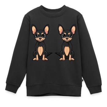 Pinscher Hund Comic - Kinder Premium Organic Sweatshirt - Schwarz - Vorne - AI Model Kid Female (0cm)