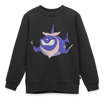 Requin très affamé - Sweat Premium enfant bio - noir - Devant - AI Model Kid Female (0cm)