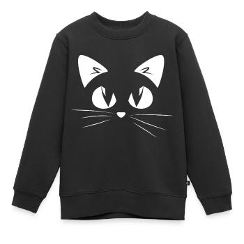 Katze - Kinder Premium Organic Sweatshirt - Schwarz - Vorne - AI Model Kid Female (0cm)