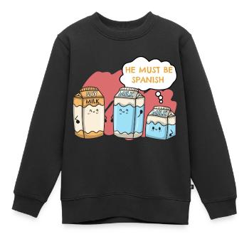 Végétalien Végétarien Lait de Soja Soja Espagnol I Cadeau - Sweat Premium enfant bio - noir - Devant - AI Model Kid Female (0cm)