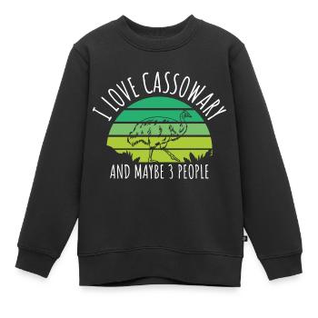 I love Cassowary and maybe 3 people - Kinder Premium Organic Sweatshirt - Schwarz - Vorne - AI Model Kid Female (0cm)