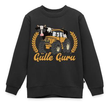 Gourou du fumier Cow Farmer - Sweat Premium enfant bio - noir - Devant - AI Model Kid Female (0cm)