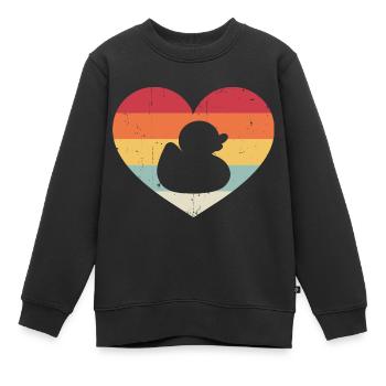 Vintage Heart Rubber Duck Duckling Duckie Retro - Kinder Premium Organic Sweatshirt - Schwarz - Vorne - AI Model Kid Female (0cm)