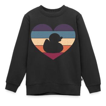 Retro Duckling Duckie Rubber Duck Vintage Heart - Kinder Premium Organic Sweatshirt - Schwarz - Vorne - AI Model Kid Female (0cm)