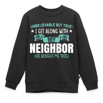 Communauté de quartier Voisin Funny Village - Sweat Premium enfant bio - noir - Devant - AI Model Kid Female (0cm)