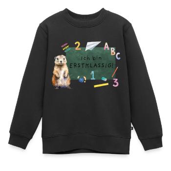 Schulanfang Murmeltier - Kinder Premium Organic Sweatshirt - Schwarz - Vorne - AI Model Kid Female (0cm)
