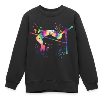Saut en hauteur Aquarelle Saut en hauteur - Sweat Premium enfant bio - noir - Devant - AI Model Kid Female (0cm)