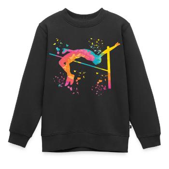 Saut en hauteur Aquarelle Saut en hauteur - Sweat Premium enfant bio - noir - Devant - AI Model Kid Female (0cm)