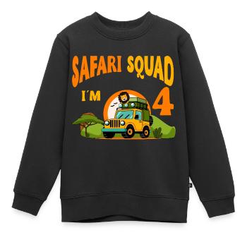 Safari Birthday Party - 4th Birthday Boy 4 Years - Kinder Premium Organic Sweatshirt - Schwarz - Vorne - AI Model Kid Female (0cm)