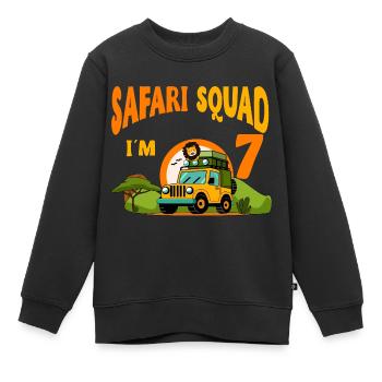 Safari Birthday Party - 7th Birthday Boy 7 Years - Kinder Premium Organic Sweatshirt - Schwarz - Vorne - AI Model Kid Female (0cm)