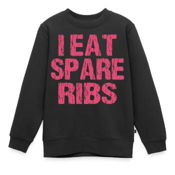 I eat spare ribs - Kinder Premium Organic Sweatshirt - Schwarz - Vorne - AI Model Kid Female (0cm)