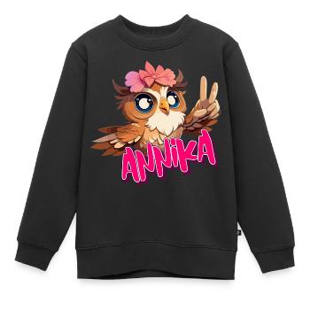 ANNIKA - Schöner Mädchen Name mit süßer EULE - Kinder Premium Organic Sweatshirt - Schwarz - Vorne - AI Model Kid Female (0cm)