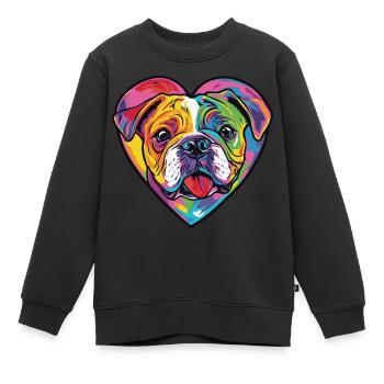 Bouledogue Chien Coeur Chien Amour - Sweat Premium enfant bio - noir - Devant - AI Model Kid Female (0cm)
