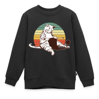 Niedliche Katze Schlafanzug Oberteil Stricken - Kinder Premium Organic Sweatshirt - Schwarz - Vorne - AI Model Kid Female (0cm)
