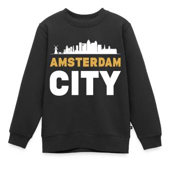 amsterdam ville holland - Sweat Premium enfant bio - noir - Devant - AI Model Kid Female (0cm)