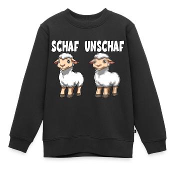 Schaf Unschaf Wortspiel Wortwitz - Kinder Premium Organic Sweatshirt - Schwarz - Vorne - AI Model Kid Female (0cm)