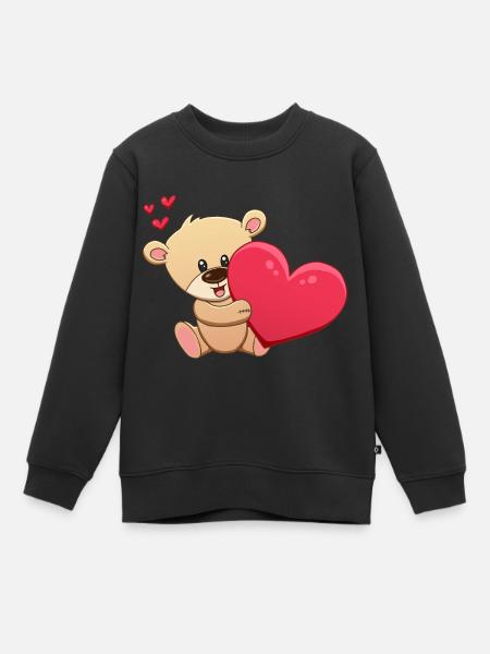 Teddy mit Herz - Kinder Premium Organic Sweatshirt - Schwarz