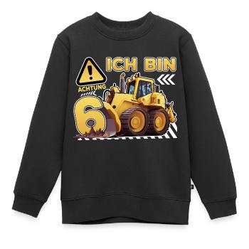 Ich bin 6 Bagger 6. Geburtstag 6 Jahr Bauarbeiter - Kinder Premium Organic Sweatshirt - Schwarz - Vorne - AI Model Kid Female (0cm)