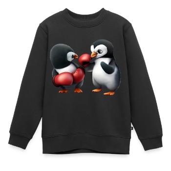 Penguin Boxing Match - Kids Premium Organic Sweatshirt - black - Front - AI Model Kid Female (0cm)