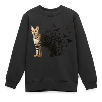Serval-Katze - Kinder Premium Organic Sweatshirt - Schwarz - Vorne - AI Model Kid Female (0cm)