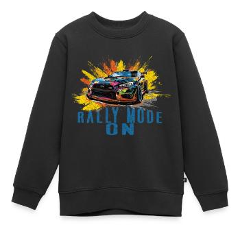 Mode rallye activé - Sweat Premium enfant bio - noir - Devant - AI Model Kid Female (0cm)