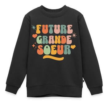 Future Big Sister, Pregnancy Announcement - Kids Premium Organic Sweatshirt - black - Front - AI Model Kid Female (0cm)