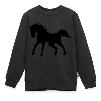Pferd Schatten - Kinder Premium Organic Sweatshirt - Schwarz - Vorne - AI Model Kid Female (0cm)