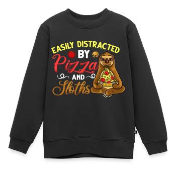 Faultier Pizza Lieferung Pizzeria Italienisch - Kinder Premium Organic Sweatshirt - Schwarz - Vorne - AI Model Kid Female (0cm)