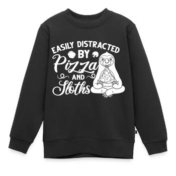 Faultier Pizza Lieferung Pizzeria Italienisch - Kinder Premium Organic Sweatshirt - Schwarz - Vorne - AI Model Kid Female (0cm)