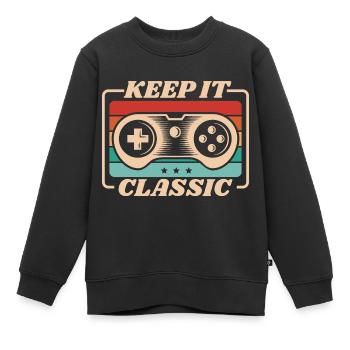 Retro Zocker Sprüche Gaming Geschenk - Kinder Premium Organic Sweatshirt - Schwarz - Vorne - AI Model Kid Female (0cm)