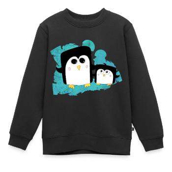 Pinguin Geschwister - Kinder Premium Organic Sweatshirt - Schwarz - Vorne - AI Model Kid Female (0cm)
