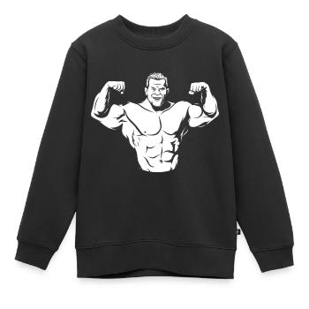 Homme musclé - Sweat Premium enfant bio - noir - Devant - AI Model Kid Female (0cm)