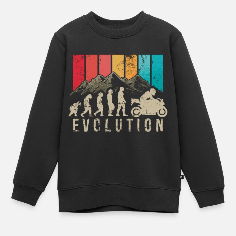 Motorcykel Evolution Vintage Biker Motorcykel - Premium børne sweatshirt økologisk - sort