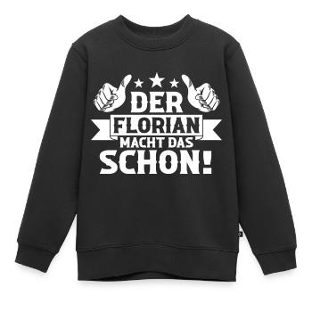 Florian - Kinder Premium Organic Sweatshirt - Schwarz - Vorne - AI Model Kid Female (0cm)