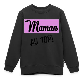 MAMAN - Sweat Premium enfant bio - noir - Devant - AI Model Kid Female (0cm)