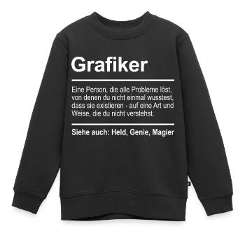 Grafiker - Kinder Premium Organic Sweatshirt - Schwarz - Vorne - AI Model Kid Female (0cm)
