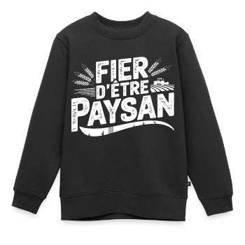 Paysan et fier - Sweat Premium enfant bio - noir - Devant - AI Model Kid Female (0cm)