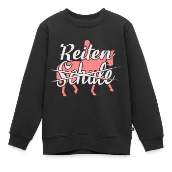 Riding instead of school equestrian gift idea - Kids Premium Organic Sweatshirt - black - Front - AI Model Kid Female (0cm)