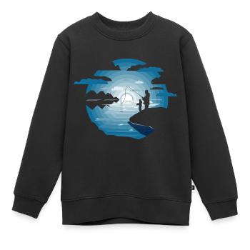 Pêche père fils - Sweat Premium enfant bio - noir - Devant - AI Model Kid Female (0cm)