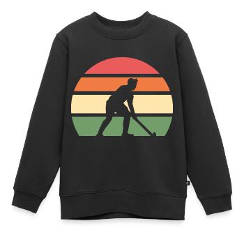 Hockey hockey de hockey coach - Sweat Premium enfant bio - noir - Devant - AI Model Kid Female (0cm)