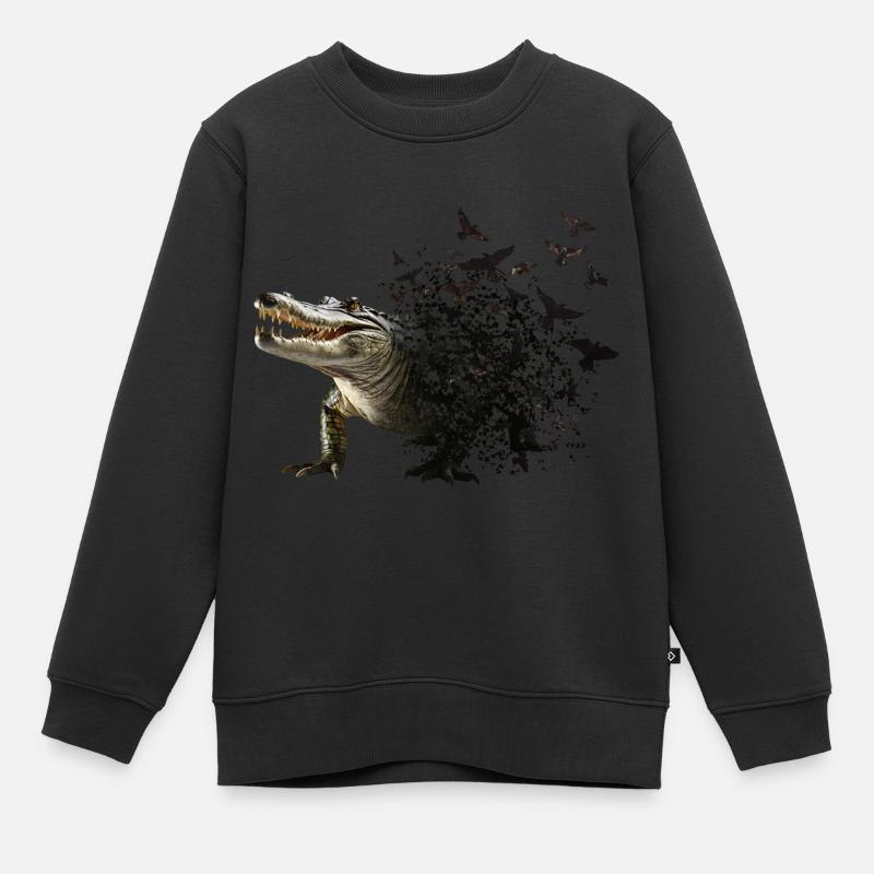 Krokodil - Kinder Premium Organic Sweatshirt - Schwarz