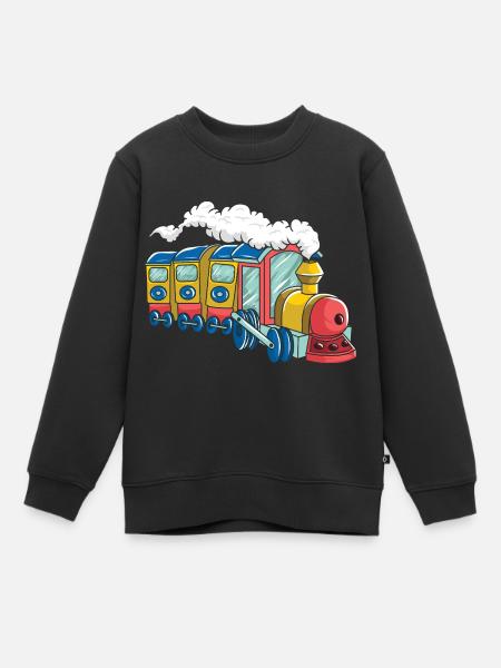 Bunte Dampflok für Kinder - Kinder Premium Organic Sweatshirt - Schwarz