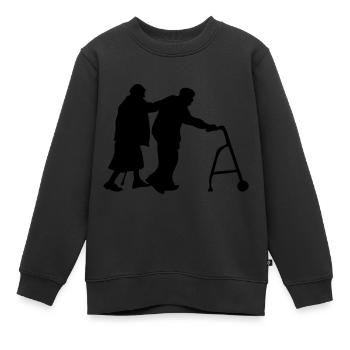 Opa Oma walker - Kinder Premium Organic Sweatshirt - Schwarz - Vorne - AI Model Kid Female (0cm)