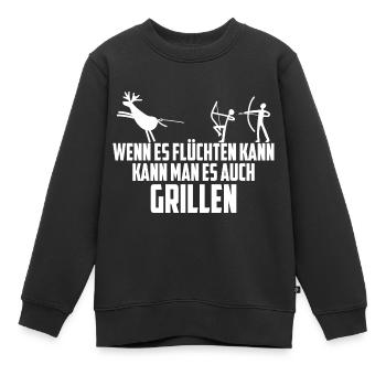 wenn es flüchten kann grillen BBQ Fleisch Jagen - Kinder Premium Organic Sweatshirt - Schwarz - Vorne - AI Model Kid Female (0cm)