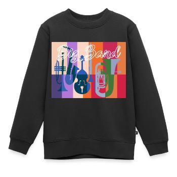 Cadeau de trompette de trompette de saxophone de jazz de big band - Sweat Premium enfant bio - noir - Devant - AI Model Kid Female (0cm)