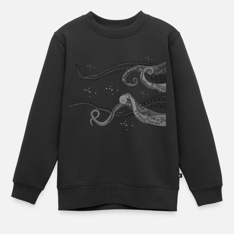 Octopus Art Squid Polyp Ocean - Kids Premium Organic Sweatshirt - black