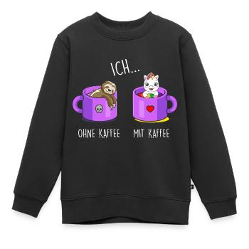 Ich ohne Kaffee Ich mit Kaffee Einhorn Kaffee - Kinder Premium Organic Sweatshirt - Schwarz - Vorne - AI Model Kid Female (0cm)
