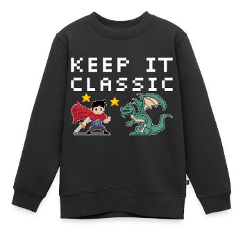 Retro Zocker Sprüche Gaming Geschenk - Kinder Premium Organic Sweatshirt - Schwarz - Vorne - AI Model Kid Female (0cm)