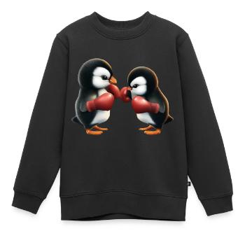 Penguin Boxing Match - Kids Premium Organic Sweatshirt - black - Front - AI Model Kid Female (0cm)